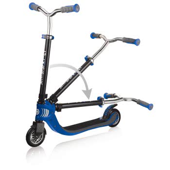 Globber Flow 125 Foldable Scooter - Black/Navy Blue 473-100 4897070183834