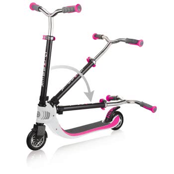 Globber Flow 125 Foldable Scooter - White/Pink 473-162 4897070183896