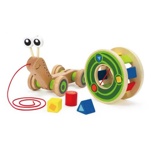 Hape Walk-A-Long Snail - Βόλτα Με Το Σαλιγκαράκι Και Μαθαίνω Τα Σχήματα - 5Τεμ. E0349 6943478008816