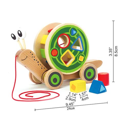 Hape Walk-A-Long Snail - Βόλτα Με Το Σαλιγκαράκι Και Μαθαίνω Τα Σχήματα - 5Τεμ. E0349 6943478008816