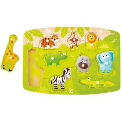 Hape Jungle Peg Puzzle - Παζλ Με Τα Ζώα Της Ζούγκλας - 10Τεμ. E1405A 6943478018662