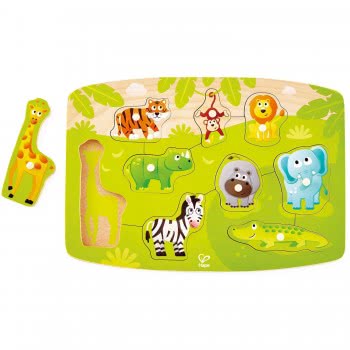 Hape Jungle Peg Puzzle - Jungle Animals - 10 Pieces E1405A 6943478018662