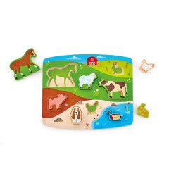 Hape Farm Animal Puzzle And Play - Παζλ Τα Ζώα Της Φάρμας - 9 Τεμ. Ε1454 6943478018723
