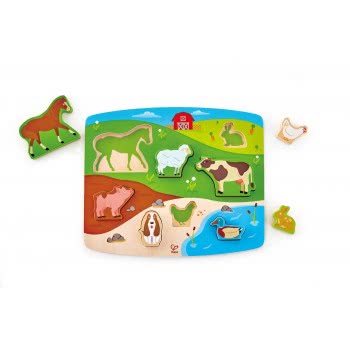 Hape Farm Animal Puzzle And Play - Farm Animals - 9 Pieces Ε1454 6943478018723