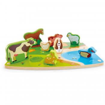 Hape Farm Animal Puzzle And Play - Farm Animals - 9 Pieces Ε1454 6943478018723