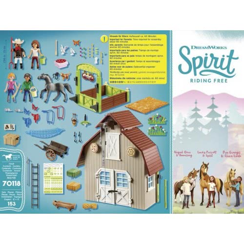 Playmobil Spirit Riding Free Barn With Lucky, Pru & Abigail 70118 4008789701183