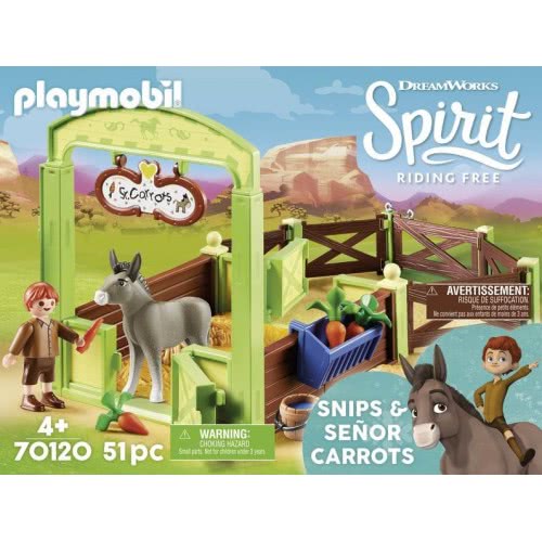 Playmobil Spirit Riding Free Snips And Senor Carrots With Horse Stall 70120 4008789701206