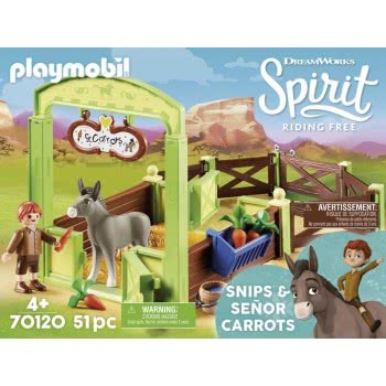 Playmobil Spirit Riding Free Snips And Senor Carrots With Horse Stall 70120 4008789701206