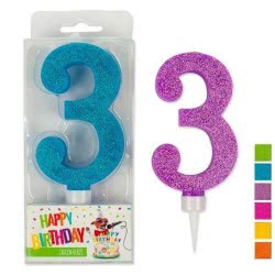 OEM Trend Glitter Κεριά Maxi No. 3 942012 4032722942012