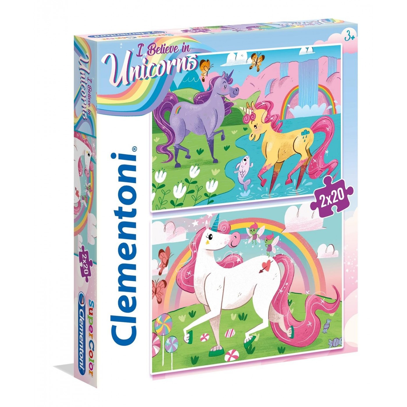 Clementoni Kids Puzzle Super Color I Believe In Unicorns 2X20 Pcs 1200 ...