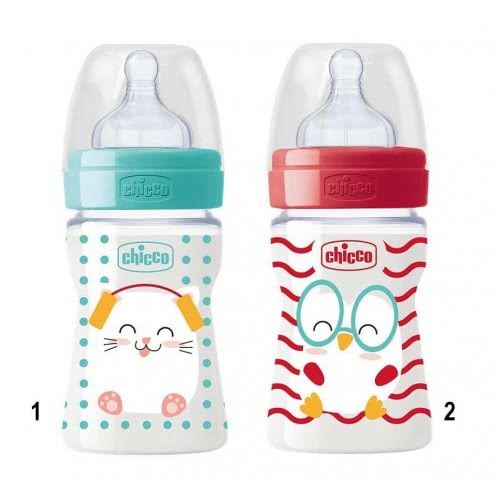 Chicco Πλαστικό Μπιμπερό Well-Being Pop Friends Θήλη Σιλικόνης 150Ml 0+ - 2 Σχέδια A60-09500-00 8058664086085