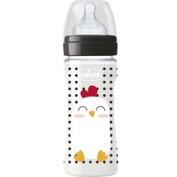Chicco Plastic Feeding Bottle Well-Being Pop Friends Silicone Nipple 250Ml 2M+ A60-09501-00 8058664086092