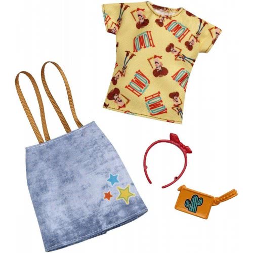 Mattel Barbie Πρωϊνά Σύνολα - Διάσημες Μόδες - Toy Story Woody Top And Overall Dress FYW81 / FXK77 887961693980