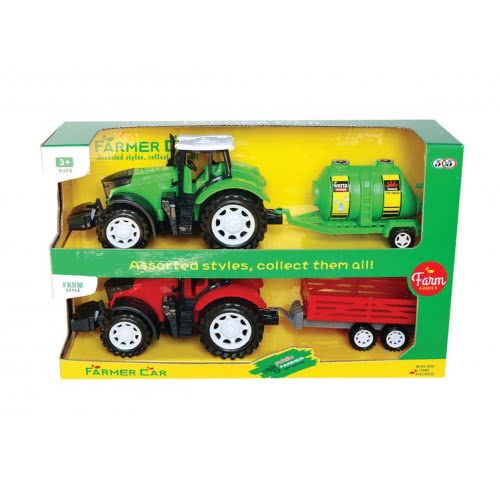 Toys-shop Choice Friction Farm Tractor With Trailes Set 2Pcs Together JA085639 6990119856398