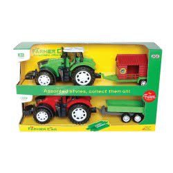 Toys-shop Choice Friction Farm Tractor With Trailes Set 2Pcs Together JA085641 6990119856411