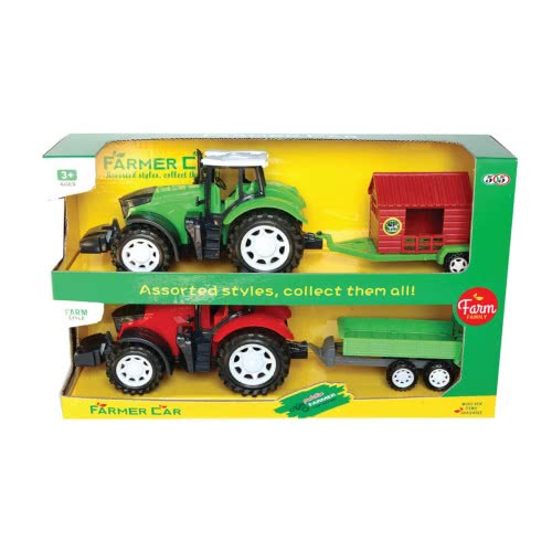 Toys-shop Choice Friction Farm Tractor With Trailes Set 2Pcs Together JA085641 6990119856411