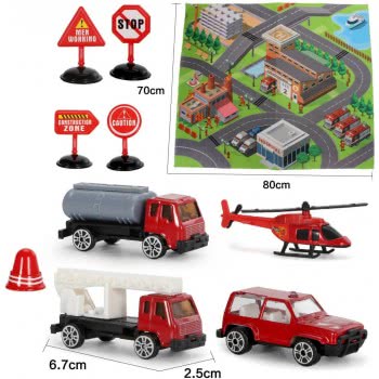 Toys-shop Choice My Dream Mat Rug With Die-Cast Fire Rescue Vehicles JI043848 6990119438488
