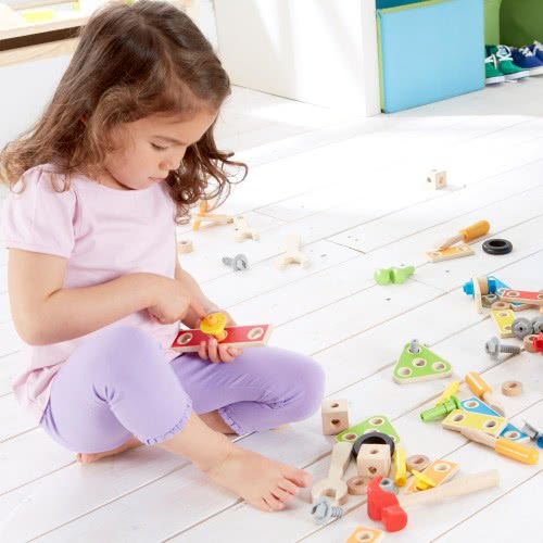 Hape Fix-It Tool Box - Καλαθάκι Με Βίδες & Εργαλεία Που Τα Αποθηκεύει & Μεταφέρεται - 17Τεμ. E3001 6943478004238