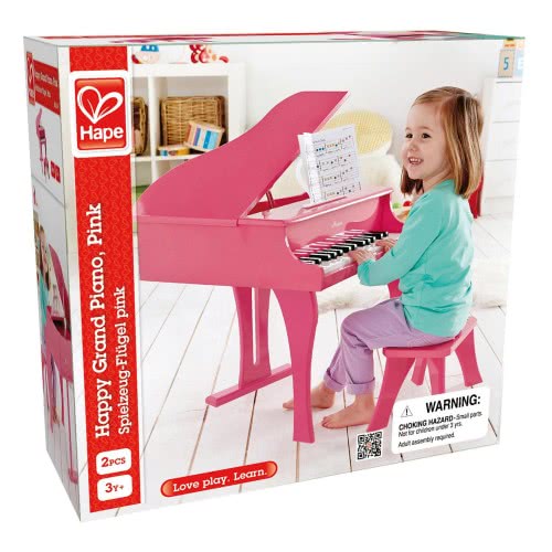 Hape Early Melodies Ξύλινο Πιάνο 30 Κλειδιά- Grand Piano Pink E0319 6943478008885