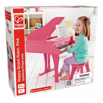Hape Early Melodies Ξύλινο Πιάνο 30 Κλειδιά- Grand Piano Pink E0319 6943478008885
