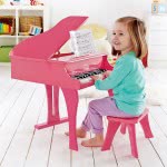 Hape Early Melodies Ξύλινο Πιάνο 30 Κλειδιά- Grand Piano Pink E0319 6943478008885