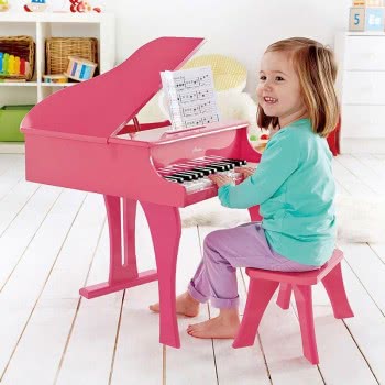 Hape Early Melodies Ξύλινο Πιάνο 30 Κλειδιά- Grand Piano Pink E0319 6943478008885