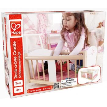 Hape Happy Doll Furniture Ξύλινο Λίκνο Κούκλας Rock-A-Bye Baby Cradle E3601 6943478006249
