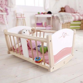 Hape Happy Doll Furniture Ξύλινο Λίκνο Κούκλας Rock-A-Bye Baby Cradle E3601 6943478006249