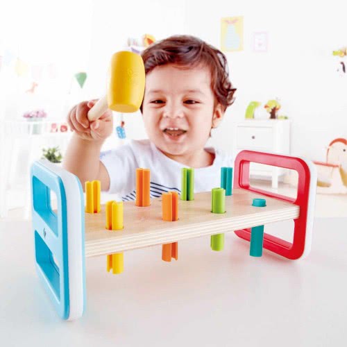 Hape Early Explorer Ξύλινο Σετ Σφηνώματα Rainbow Pounder E0506 6943478026421