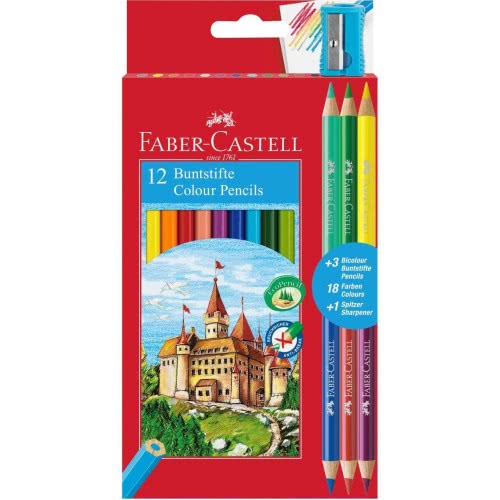 Faber-Castell 12 Colour Ecopencils And 3 Bicolour And 1 Sharpener 110312 7891360595540