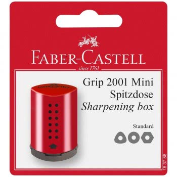 Faber-Castell Mini Grip 2001 Ξύστρα - Κόκκινη, Μπλε - 2 Χρώματα 183788 4005401837886