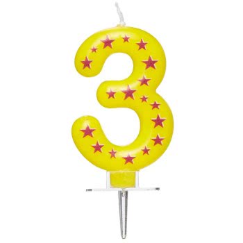 PROCOS Decorata Party Numeral Candles No. 3 089166 5201184891667