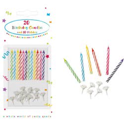PROCOS Decorata 20 Birthday Candles With 10 Holders - 20Pcs 006651 5201184066515