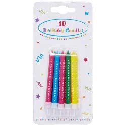 PROCOS Decorate Printed Birthday Candles With Holders - 10Pcs 006380 5201184063804
