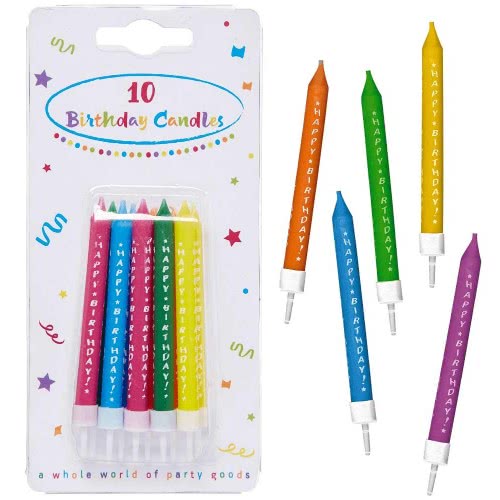 PROCOS Decorate Printed Birthday Candles With Holders - 10Pcs 006380 5201184063804