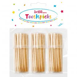 PROCOS Wooden Toothpicks Packet Of 3 Pots(150Pcs/Pot) 089175 5201184891759