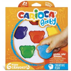 CARIOCA Baby Teddy Bear Shape Κηρομπογιές 6 Τμχ 42956 8003511429560