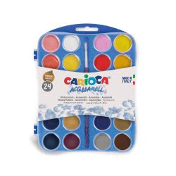 CARIOCA Acquarell Νερομπογιές 24 Χρωμάτων Με 2 Πινέλα 42401 8003511054014