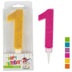 OEM Κεριά Happy Birthday Glitter Maxi No. 1 - 6 Χρώματα 942005 4032722942005