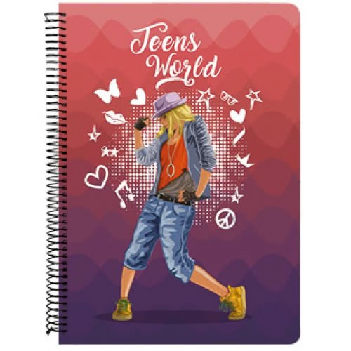 A&G PAPER Teens World Spiral Notebook B5 17Χ24 Cm 4 Subjects - 10 Designs 032111 5203296321117