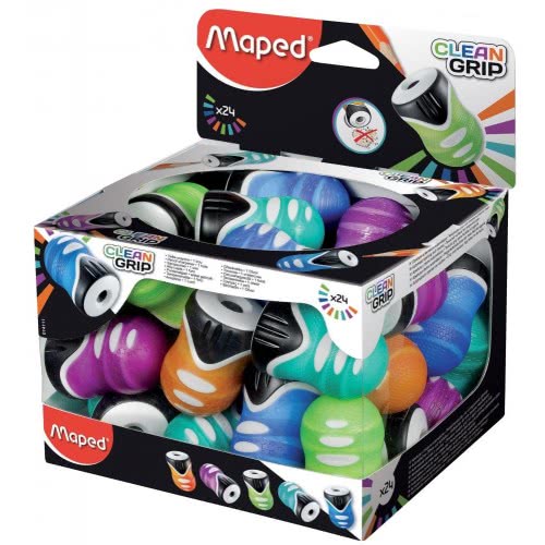 Maped Clean Grip Sharpener Single - 5 Colours 014111 3154140141110