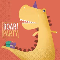PROCOS Dinosaur Roar Party Three-Ply Paper Napkins 33X33cm - 20 Pieces 090248 5201184902486