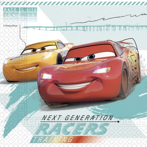 PROCOS Disney Cars High Speed Three-Ply Paper Napkins 33X33cm - 20 Pieces 090990 5201184909904