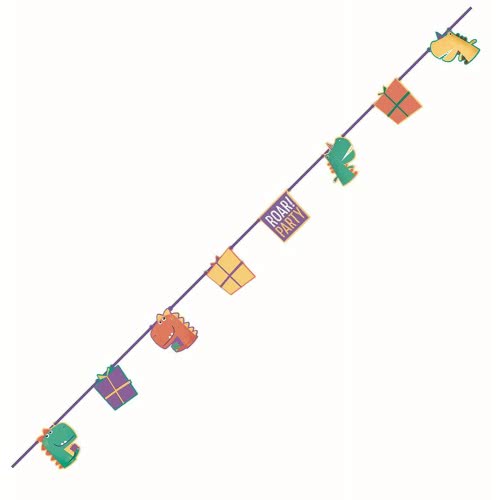 PROCOS Dinosaur Roar Party Die-Cut Banner (8 Flags) - 1 Piece 090566 5201184905661