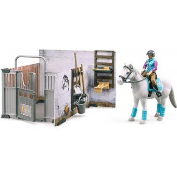bruder Bworld Horse Barn Στάβλος Με Άλογο Και Αναβάτρια 62506 4001702625061