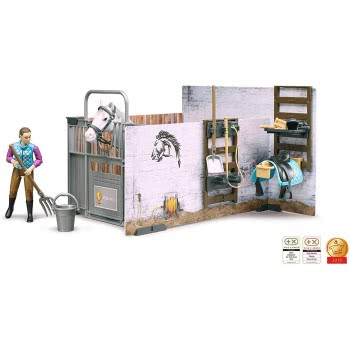 bruder Bworld Horse Barn Στάβλος Με Άλογο Και Αναβάτρια 62506 4001702625061