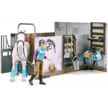 bruder Bworld Horse Barn Στάβλος Με Άλογο Και Αναβάτρια 62506 4001702625061