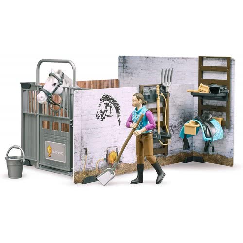 bruder Bworld Horse Barn Στάβλος Με Άλογο Και Αναβάτρια 62506 4001702625061