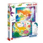 Clementoni Kids Puzzle Super Color Funny Dinos 2X20 Pcs 1200-24755 8005125247554