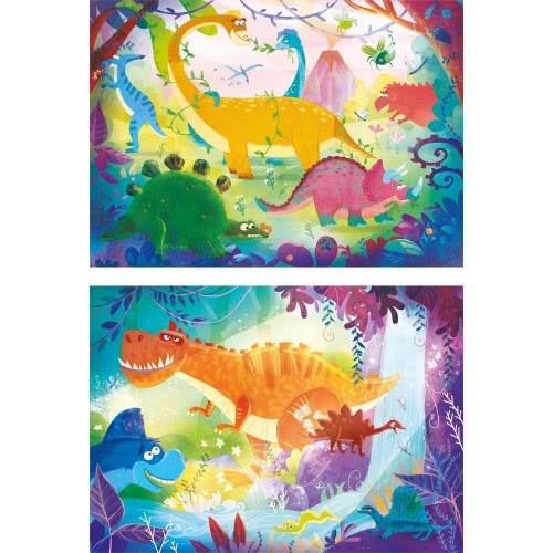 Clementoni Kids Puzzle Super Color Funny Dinos 2X20 Pcs 1200-24755 8005125247554